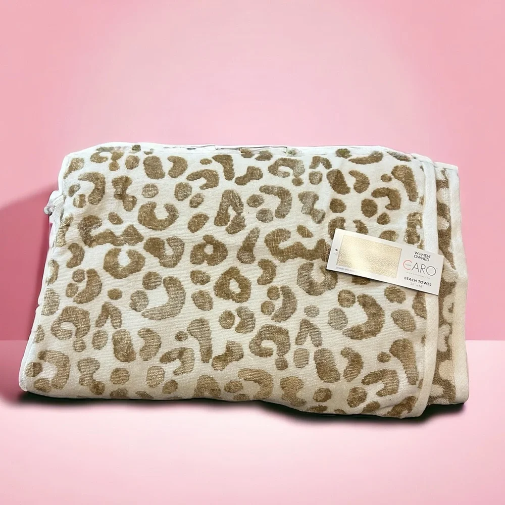 🆕 Leopard Beach Towel Ivory Gold